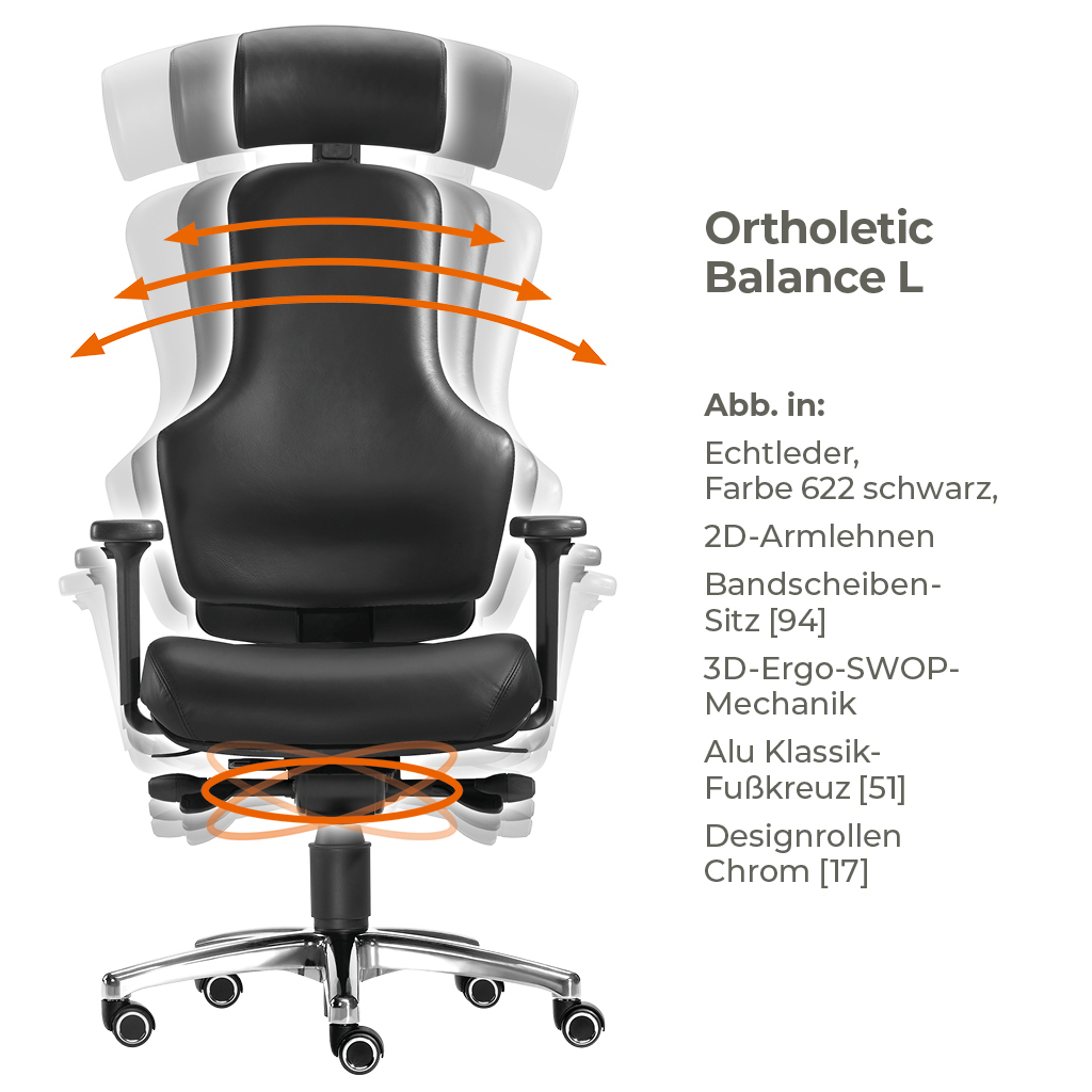 Ortholetic Balance L mit Kopfstütze - Ortho-Bürostuhl